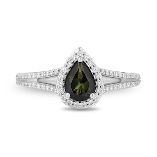Enchanted Disney Tinker Bell Pear-Shaped Green Tourmaline and 0.37 CT. T.W. Diamond Engagement Ring in 14K Two-Tone Gold|Peoples Jewellers