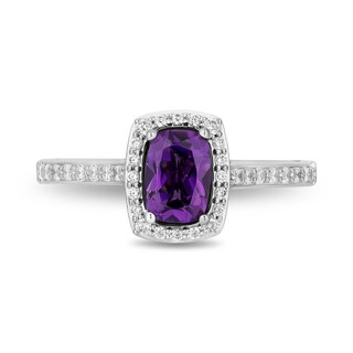 Enchanted Disney Villains Ursula Cushion-Cut Amethyst and 0.29 CT. T.W. Diamond Frame Engagement Ring in 14K White Gold|Peoples Jewellers