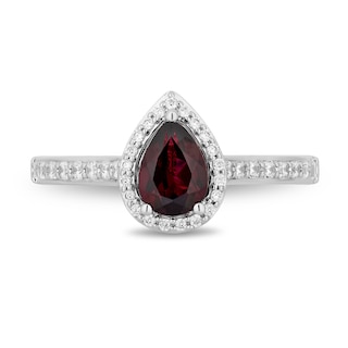 Enchanted Disney Mulan Pear-Shaped Rhodolite Garnet and 0.29 CT. T.W. Diamond Frame Engagement Ring in 14K Two-Tone Gold|Peoples Jewellers