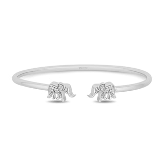 Disney Treasures The Lion King 0.085 CT. T.W. Diamond Elephant Open Bangle in Sterling Silver|Peoples Jewellers