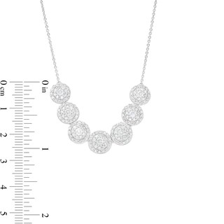 CT. T.W. Multi-Diamond Frame Seven Circle Graduated Necklace in 10K White Gold|Peoples Jewellers