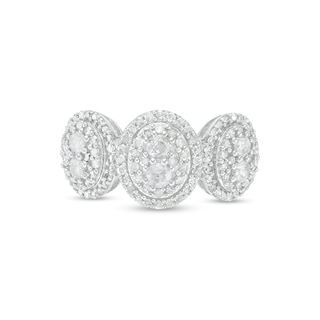 0.95 CT. T.W. Oval Multi-Diamond Triple Frame Ring in 10K White Gold|Peoples Jewellers
