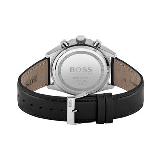 Men's Hugo Boss Champion Chronograph Black Leather Strap Watch with Black Dial (Model: 1513816)|Peoples Jewellers