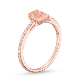 Oval Morganite and 0.065 CT. T.W. Diamond Ring in 10K Rose Gold|Peoples Jewellers