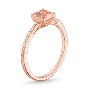 6.0mm Cushion-Cut Morganite and 0.065 CT. T.W. Diamond Ring in 10K Rose Gold|Peoples Jewellers