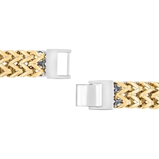 Men's 12.0mm Double Franco Chain Bracelet in Stainless Steel and Yellow Ion Plate - 8.5"|Peoples Jewellers