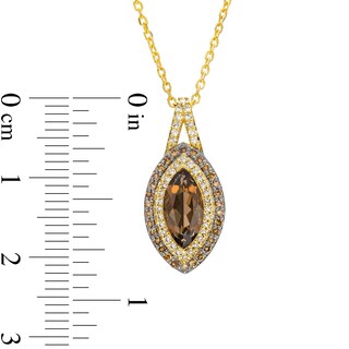 Marquise Smoky Quartz and 0.25 CT. T.W. Champagne and White Diamond Double Frame Pendant in 10K Two-Tone Gold|Peoples Jewellers