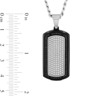 Men's 0.83 CT. T.W. Black and White Diamond Dog Tag Pendant in Stainless Steel and Black Ion Plate - 24|Peoples Jewellers