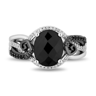 Disney Treasures The Nightmare Before Christmas Onyx and 0.18 CT. T.W. Black and White Diamond Ring in Sterling Silver|Peoples Jewellers