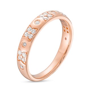 0.23 CT. T.W. Diamond Alternating Floral Pattern Anniversary Band in 14K Rose Gold|Peoples Jewellers