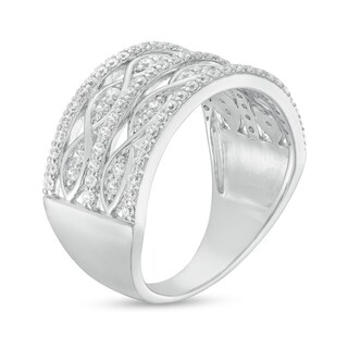 0.45 CT. T.W. Diamond Twist Multi-Row Anniversary Band in 10K White Gold|Peoples Jewellers