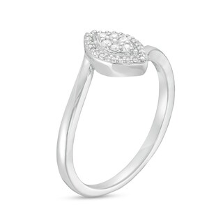 0.10 CT. T.W. Marquise-Shaped Multi-Diamond Open Frame Bypass Promise Ring in 10K White Gold|Peoples Jewellers