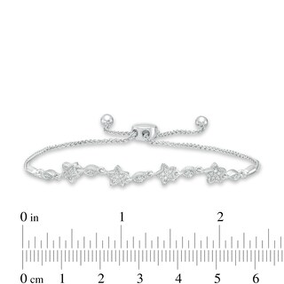 0.10 CT. T.W. Diamond Alternating Star Bolo Bracelet in Sterling Silver – 9.5"|Peoples Jewellers