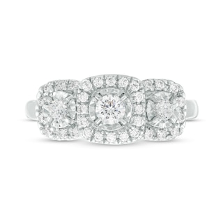 0.50 CT. T.W. Diamond Past Present Future® Three Stone Frame Engagement Ring in 10K White Gold|Peoples Jewellers