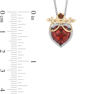 Enchanted Disney Snow White Heart-Shaped Garnet and 0.085 CT. T.W. Diamond Pendant in Sterling Silver and 10K Gold – 19"|Peoples Jewellers