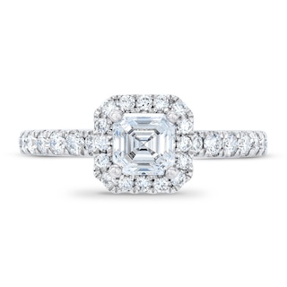Royal Asscher® 1.25 CT. T.W. Diamond Frame Engagement Ring in 14K White Gold|Peoples Jewellers