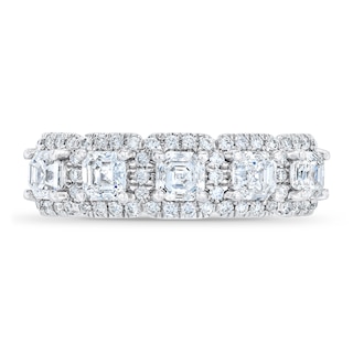 Royal Asscher® CT. T.W. Diamond Frame Five Stone Anniversary Band in 14K White Gold|Peoples Jewellers