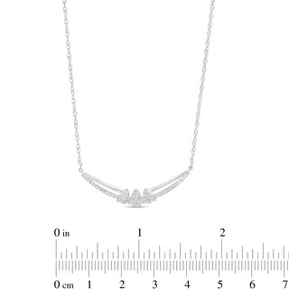 0.20 CT. T.W. Pear-Shaped Multi-Diamond Trio Curved Necklace in Sterling Silver|Peoples Jewellers