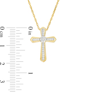 0.10 CT. T.W. Multi-Diamond Cross Pendant in 10K Gold|Peoples Jewellers