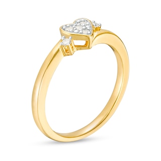 0.10 CT. T.W. Diamond Heart Promise Ring in Sterling Silver with Gold-Tone Flash Plate|Peoples Jewellers