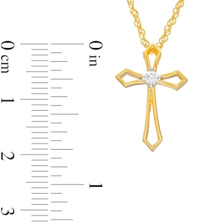 0.04 CT. Diamond Solitaire Cross Pendant in 10K Gold|Peoples Jewellers