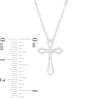 0.04 CT. Diamond Solitaire Flared Cross Pendant in 10K White Gold|Peoples Jewellers