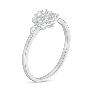 0.08 CT. T.W. Diamond Flower Promise Ring in Sterling Silver|Peoples Jewellers