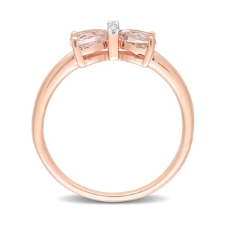 5.0mm Heart-Shaped Morganite and Diamond Accent Bow Ring in 10K Rose Gold|Peoples Jewellers