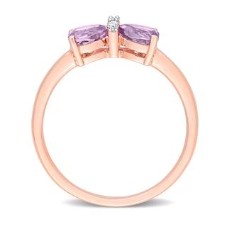 5.0mm Heart-Shaped Amethyst and Diamond Accent Bow Ring in 10K Rose Gold|Peoples Jewellers