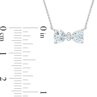 5.0mm Heart-Shaped Aquamarine and Diamond Accent Bow Necklace in 10K White Gold - 17"|Peoples Jewellers