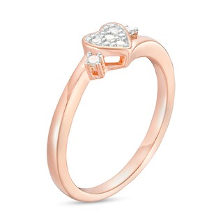0.10 CT. T.W. Diamond Heart Promise Ring in Sterling Silver with Rose-Tone Flash Plate|Peoples Jewellers