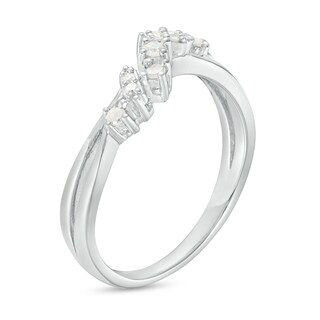 0.16 CT. T.W. Diamond Crossover Split Shank Promise Ring in Sterling Silver|Peoples Jewellers