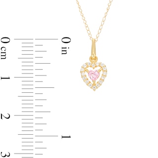 Child's 3.0mm Heart-Shaped Pink Cubic Zirconia Open Frame Pendant in 10K Gold – 15"|Peoples Jewellers