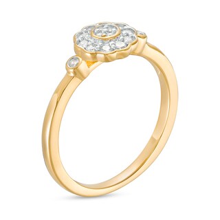 0.21 CT. T.W. Multi-Diamond Flower Promise Ring in Sterling Silver with Yellow Flash Plate|Peoples Jewellers