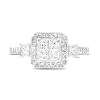 0.68 CT. T.W. Quad Princess-Cut Diamond Frame Engagement Ring in 10K White Gold (H/I1)|Peoples Jewellers