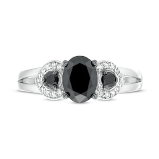 1.45 CT. T.W. Oval Black and White Diamond Engagement Ring in 10K White Gold|Peoples Jewellers