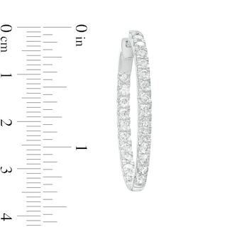 3.00 CT. T.W. Certified Lab-Created Diamond Oval Hoop Earrings in 14K White Gold (F/SI2)|Peoples Jewellers
