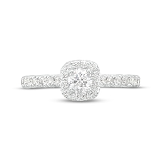 Monique Lhuillier Bliss 0.95 CT. T.W. Diamond Frame Vintage-Style Engagement Ring in 18K White Gold|Peoples Jewellers