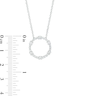 0.50 CT. T.W. Diamond Circle Outline Necklace in 10K White Gold|Peoples Jewellers