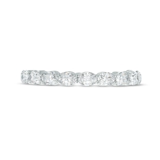 Monique Lhuillier Bliss 0.95 CT. T.W. Oval Diamond Anniversary Band in 18K White Gold|Peoples Jewellers