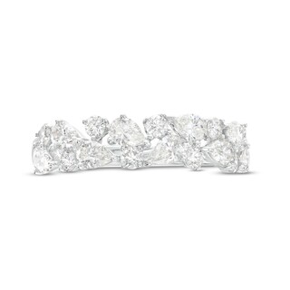 Monique Lhuillier Bliss 1.23 CT. T.W. Pear-Shaped and Round Diamond Vintage-Style Anniversary Band in 18K White Gold|Peoples Jewellers