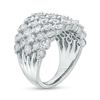 4.00 CT. T.W. Certified Lab-Created Diamond Multi-Row Ring in 14K White Gold (F/SI2)|Peoples Jewellers