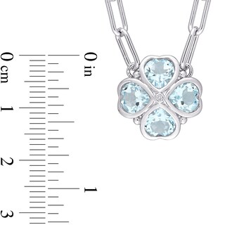 6.0mm Heart-Shaped Sky Blue Topaz and Diamond Accent Clover Necklace in Sterling Silver|Peoples Jewellers