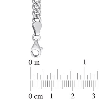 7.0mm White Lab-Created Sapphire Solitaire Curb Chain Necklace in Sterling Silver - 17.5"|Peoples Jewellers