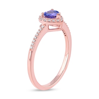 5.0mm Heart-Shaped Tanzanite and 0.12 CT. T.W. Diamond Frame Engagement Ring in 10K Rose Gold|Peoples Jewellers