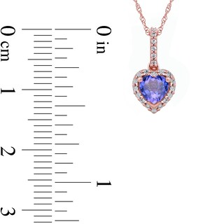 5.0mm Heart-Shaped Tanzanite and 0.10 CT. T.W. Diamond Frame Pendant in 10K Rose Gold|Peoples Jewellers