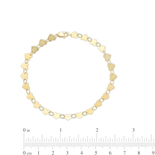 Heart Disc Chain Link Bracelet in 10K Gold - 7.25"|Peoples Jewellers