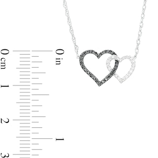 0.18 CT. T.W. Black and White Diamond Interlocking Hearts Necklace in 10K White Gold|Peoples Jewellers