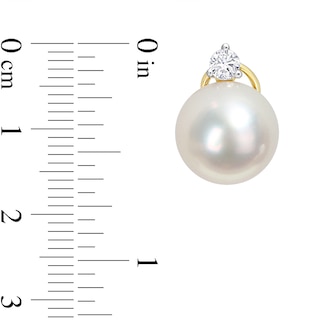 12.0-12.5mm Baroque South Sea Cultured Pearl and 0.40 CT. T.W. Diamond Stud Earrings in 14K Gold|Peoples Jewellers