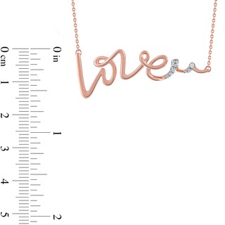 0.05 CT. T.W. Diamond "Love" Cursive Curly Script in Sterling Silver with 14K Rose Gold Plate|Peoples Jewellers